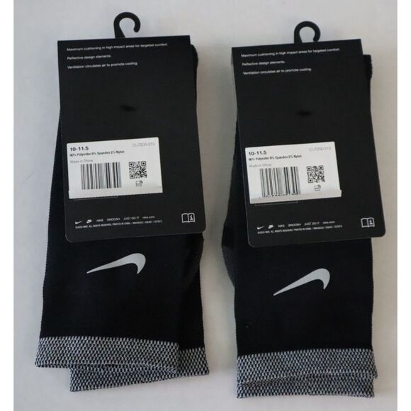 2 PRS-Nike Spark CU7200 WMN 11.5-13 MEN 10-11.5 Black Cushion Crew Running Socks - Picture 2 of 7